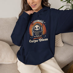 Funny Grim Reaper Carpe Diem Seize The Day Retro Hoodie