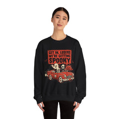 Funny Get In Losers We're Getting Spooky Retro Halloween Crewneck Sweatshirt