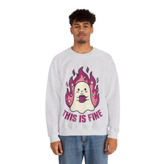 Funny Ghost This Is Fine Coffee Retro Crewneck Sweatshirt