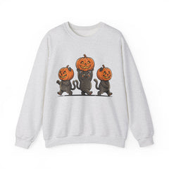 Cute Halloween Black Cats Pumpkin Helmet Crewneck Sweatshirt