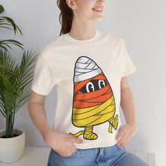 Funny Halloween Candy Corn Mummy Creeping Graphic T-Shirt