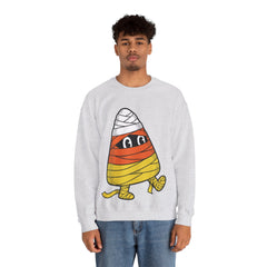 Funny Halloween Candy Corn Mummy Creeping Graphic Crewneck Sweatshirt