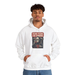 Funny Grim Reaper Yeah Yeah I'm Coming But First Coffee Hoodie