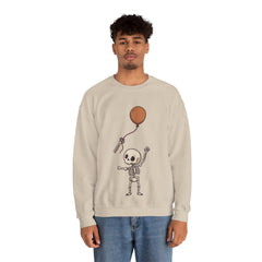 Funny Skeleton Balloon Floating Hand Retro Halloween Crewneck Sweatshirt