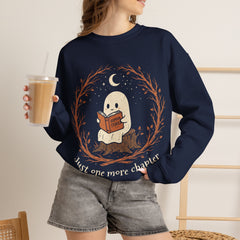 Funny Ghost Book Club Just One More Chapter Crewneck Sweatshirt