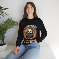 Funny Grim Reaper Carpe Diem Seize The Day Retro Crewneck Sweatshirt