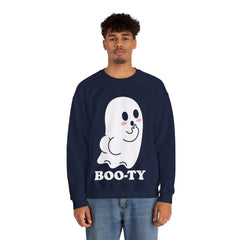BOOty Cute Kawaii Cheeky Ghost Halloween Vector Art Crewneck Sweatshirt