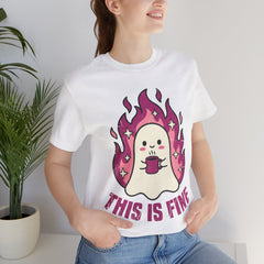 Funny Ghost This Is Fine Coffee Retro T-Shirt