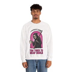 Funny Grim Reaper Too Tired To Reap Souls Coffee Crewneck Sweatshirt