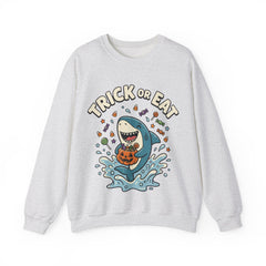 Funny Trick Or Eat Shark Pumpkin Halloween Crewneck Sweatshirt