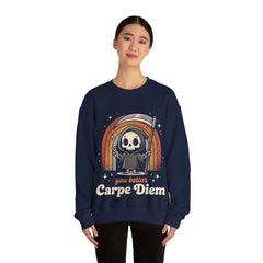 Funny Grim Reaper Carpe Diem Seize The Day Retro Crewneck Sweatshirt