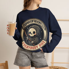 Funny Grim Reaper Spoiler Alert Everybody Dies 2 Crewneck Sweatshirt