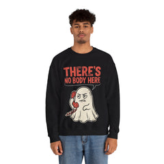 Funny Ghost There's No Body Here Phone Retro Crewneck Sweatshirt