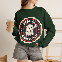 Funny Ghost Seal Of Disapproval Retro Badge Crewneck Sweatshirt