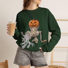Retro Halloween Ghost In The Grinder Vintage Crewneck Sweatshirt
