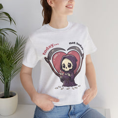 Funny Grim Reaper Today Not Today Daisy Plucking T-Shirt