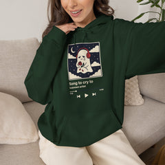 Funny Sad Ghost Song To Cry To Retro Music Player Hoodie