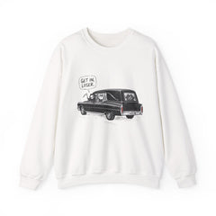 Funny Grim Reaper Hearse Get In Loser Retro Crewneck Sweatshirt