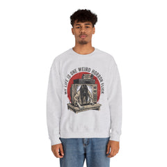 Funny Horror Movie TV Parody My Life Is One Weird Horror Flick Crewneck Sweatshirt
