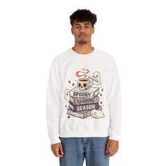 Spooky Reading Season Skull Coffee Mug Retro Crewneck Sweatshirt