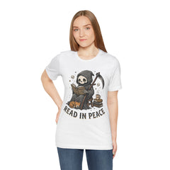 Funny Grim Reaper Read In Peace Book Cat T-Shirt