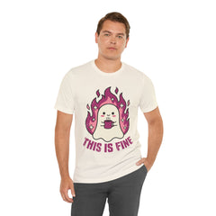 Funny Ghost This Is Fine Coffee Retro T-Shirt