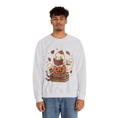 Cute Spooky Book Club Ghost Halloween Retro Crewneck Sweatshirt