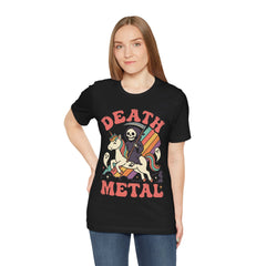Death Metal Is Immortal Funny Grim Reaper Riding Unicorn T-Shirt