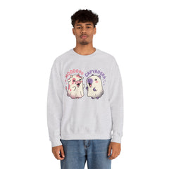 Funny Capyboora and Cow Ghost Retro Halloween Crewneck Sweatshirt