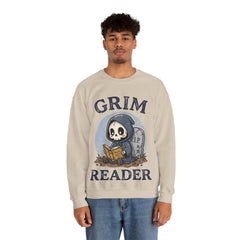 Funny Grim Reader Book Worm Retro Halloween Crewneck Sweatshirt