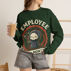 Funny Chibi Grim Reaper Employee Of The Month Retro Crewneck Sweatshirt