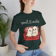 Cute Soul Mates Ghost Red Couch Retro T-Shirt