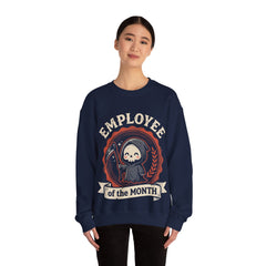 Funny Chibi Grim Reaper Employee Of The Month Retro Crewneck Sweatshirt