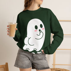 BOOty Cute Kawaii Cheeky Ghost Halloween Vector Art Crewneck Sweatshirt