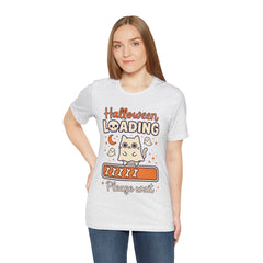 Halloween Loading Please Wait Cute Ghost Cat Purple T-Shirt