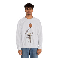 Funny Skeleton Balloon Floating Hand Retro Halloween Crewneck Sweatshirt