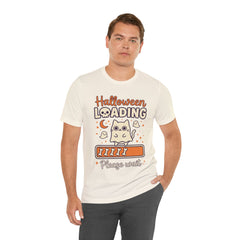 Halloween Loading Please Wait Cute Ghost Cat Purple T-Shirt