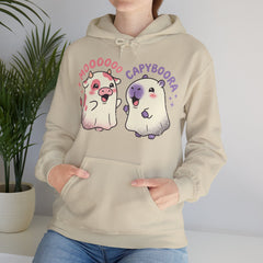 Funny Capyboora and Cow Ghost Retro Halloween Hoodie