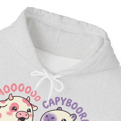 Funny Capyboora and Cow Ghost Retro Halloween Hoodie