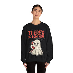 Funny Ghost There's No Body Here Phone Retro Crewneck Sweatshirt