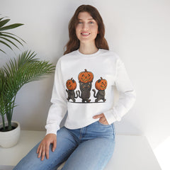 Cute Halloween Black Cats Pumpkin Helmet Crewneck Sweatshirt