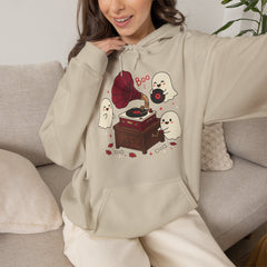 Funny Ghost Record Player Vinyl Gramophone Retro Hoodie