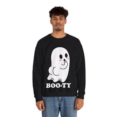 BOOty Cute Kawaii Cheeky Ghost Halloween Vector Art Crewneck Sweatshirt