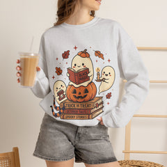 Cute Spooky Book Club Ghost Halloween Retro Crewneck Sweatshirt