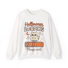 Halloween Loading Please Wait Cute Ghost Cat Purple Crewneck Sweatshirt