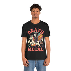 Death Metal Is Immortal Funny Grim Reaper Riding Unicorn T-Shirt