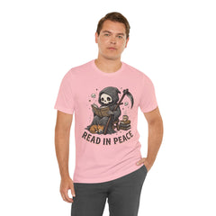 Funny Grim Reaper Read In Peace Book Cat T-Shirt