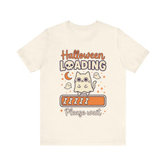 Halloween Loading Please Wait Cute Ghost Cat Purple T-Shirt