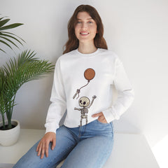 Funny Skeleton Balloon Floating Hand Retro Halloween Crewneck Sweatshirt