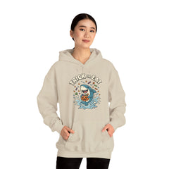 Funny Trick Or Eat Shark Pumpkin Halloween Hoodie